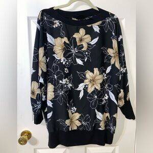Maggie‎ Barnes Black and Tan Floral Blouse